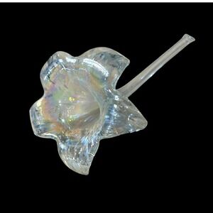 Vintage Iridescent Glass Lily Stem 8" Epergne Insert Trumpet Flower Art‎ Glass